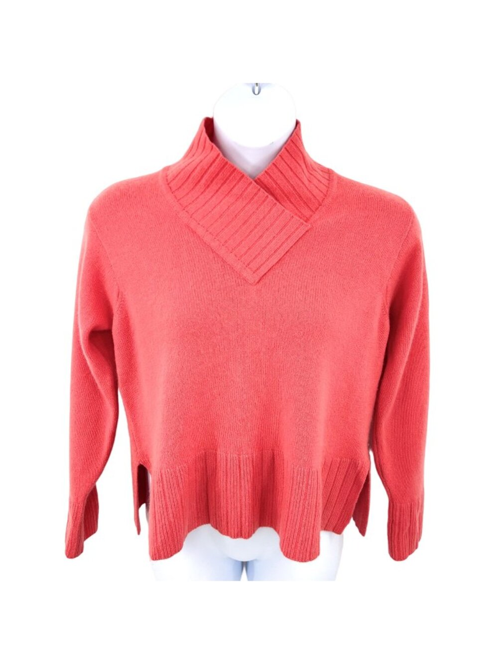 CULLEN MELON ORANGE CROSS COWL NECK CASHMERE SWEATER - S